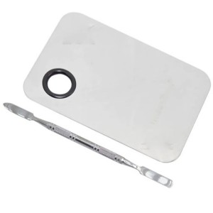 Placa e Espátula p/ Maquiagem em Metal Média