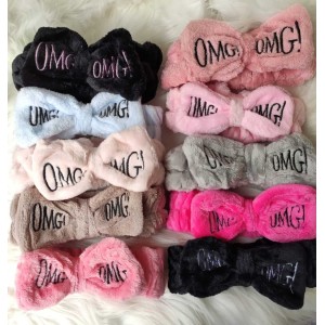 Kit 12 Faixa Facial Pelúcia Toalha OMG p/ Maquiagem Cabelo Rosto