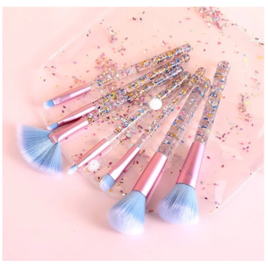 Kit 7 Pincel para Maquiagem c/ Glitter e Necessaire