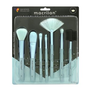 Kit 7 Pincel para Maquiagem Macrilan Azul  KP9-4