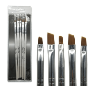 Kit 5 Pincel Chanfrado Hello Mini para Unhas Artísticas KIT169